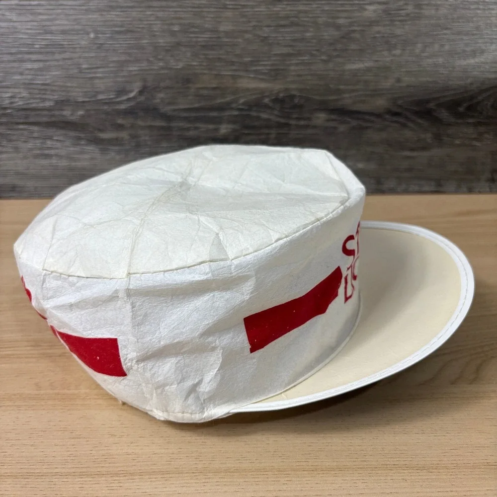 Vintage Stroh Light‎ Hat Fitted White Red Painters Paper Cap